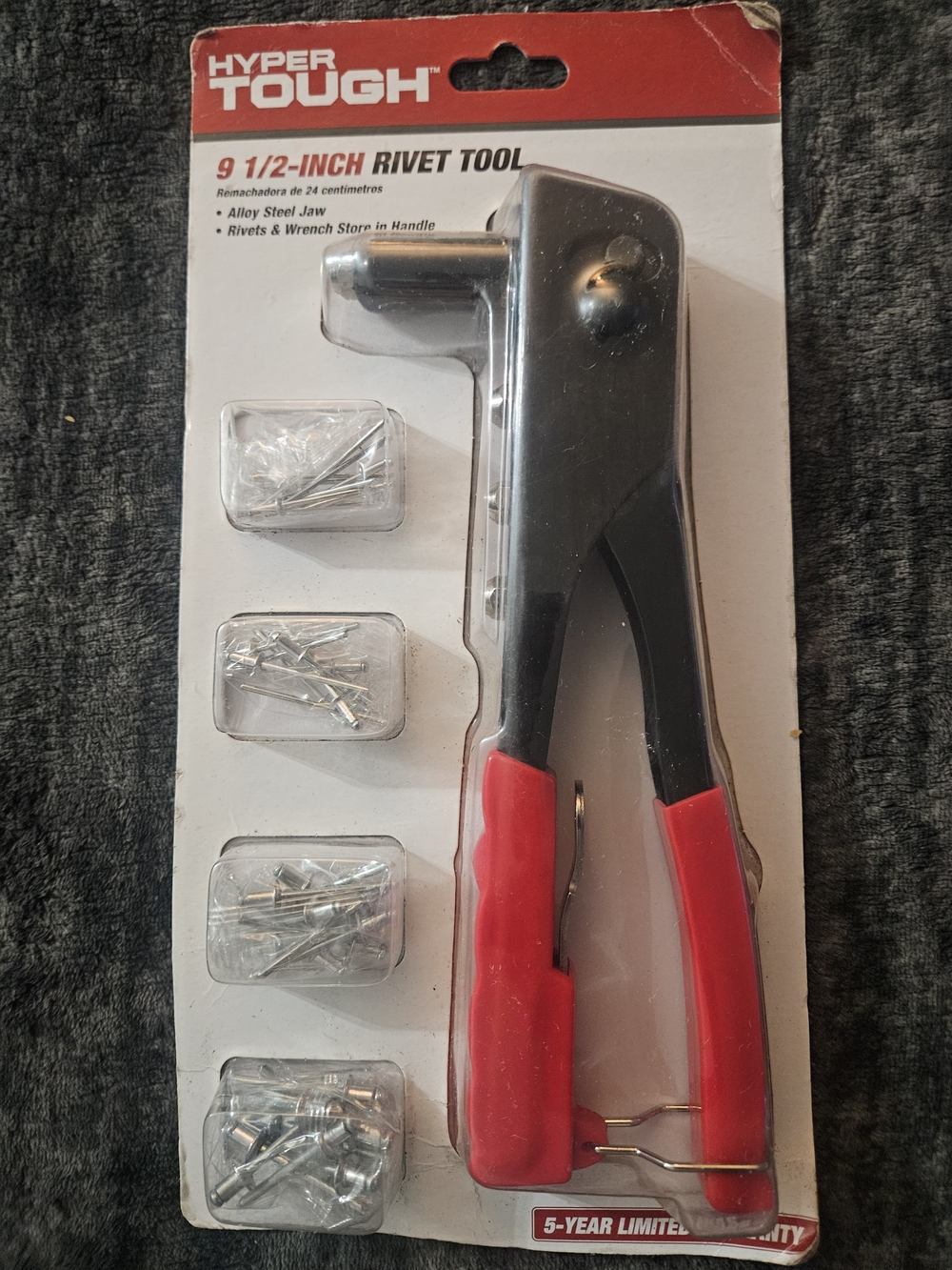 Hyper Tough 9.5 Inch Rivet Tool with 40 Assorted Rivets
